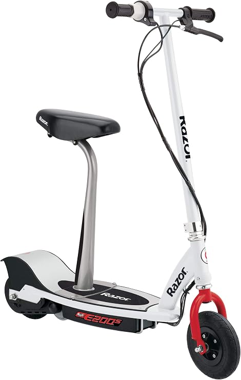 Razor E200S Electric Scooter - 8" Air-filled Tires, 200-Watt Motor, Up to 12 mph and 40 min of Ride Time, White