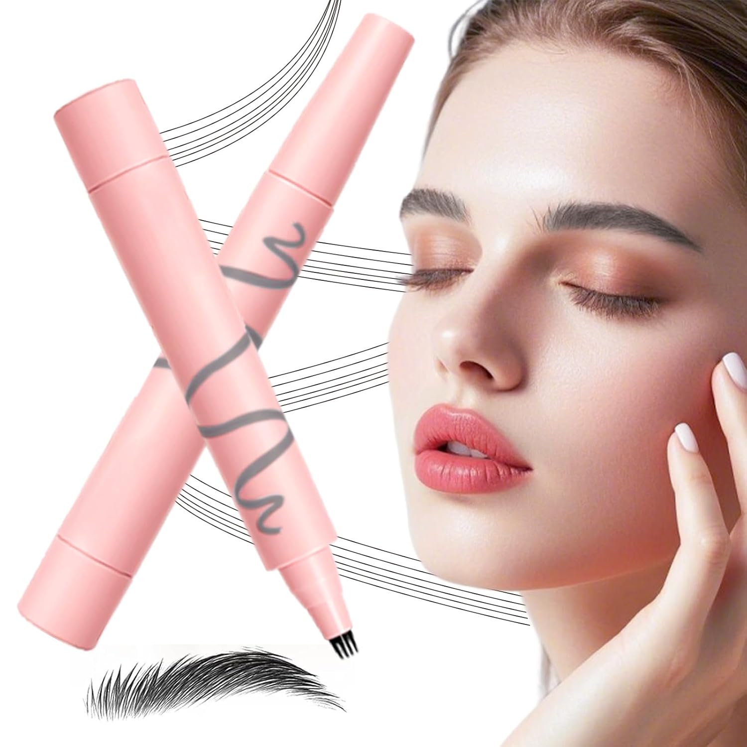 Microblading Eyebrow Pencil,Upgrade Eyebrow Pencil with 4 Micro-Fork Tip,Magic Waterproof Eyebrows Pencils Tattoo Pencils Eye Brow Pen,Natural Eyebrow Pen for Women Men Black#C