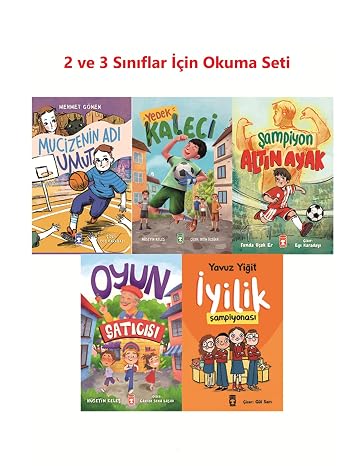 2 ve 3 Sınıf Okuma Seti Yedek Kaleci Mucizenin Adı Umut Şampiyon Altın Ayak Oyun Satıcısı İyilik Şampiyonası 5 Kitap Set