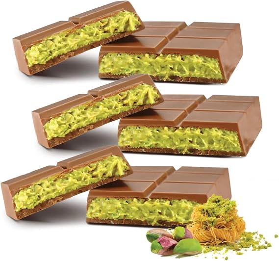 Dubai Chocolate Pistachio & Kunafa - Viral Dubai Style Chocolate 90g - Turkish Premium Quality 90 gr x 3 pieces