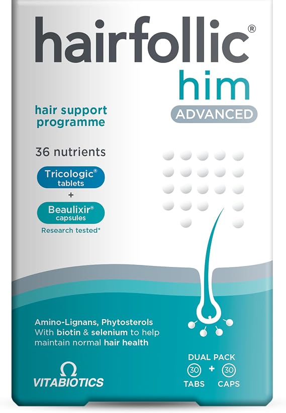 Vitabiotics Hairfollic Him Advanced Hair Health Support Tablets for Men