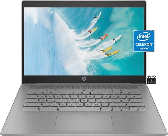 HP Chromebook Laptop Student Business (2023 Model),14 HD Display,Quad-Core Intel Celeron N4120 (Upto 2.6GHz),4GB RAM,64GB eMMC,HD Webcam,WiFi 5,UHD Graphics,Chrome OS +HubxcelAccessory,Modern Gray