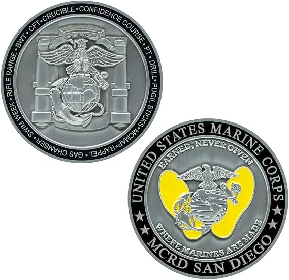 USMC MCRD San Diego Challenge Coin - Officially Licensed Marines Coin - Marine Corps Recruit Depot San Diego Coin