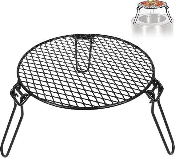 REDCAMP Folding Campfire Grill Grate Top for Solo Stove Bonfire, Portable Iron Campfire Tripod with Steel Grill for Bonfire Fire Pit, Dutch Oven, Open Fire Tripod Grill with Legs, Diameter: 18"