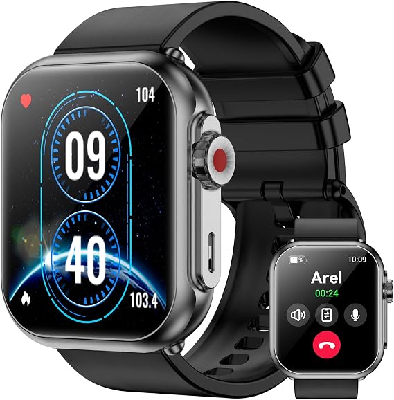 Jacoosa Smart Watch for Men Women 100-Day Standby, 1.85" HD Screen, 110+ Sport Modes, IP68 Waterproof, Heart Rate/Sleep Monitor, Fitness Watch for Android/iPhone (Black)