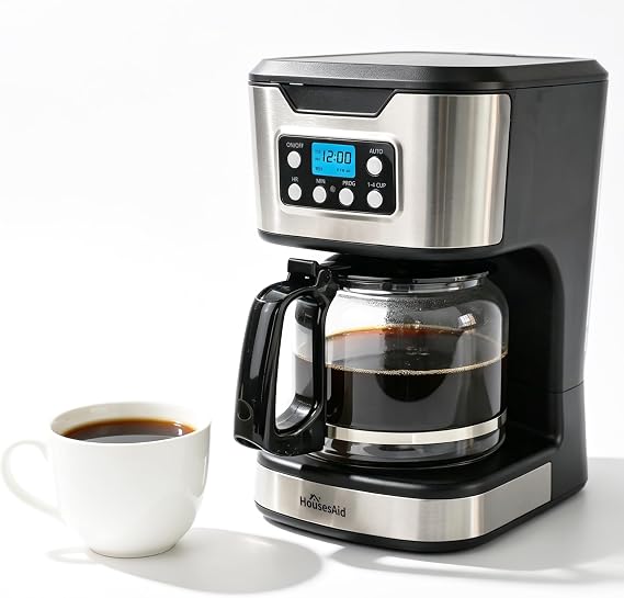 24H Programmable Drip Coffee Maker, 12 Cup, Black Stainless Steel