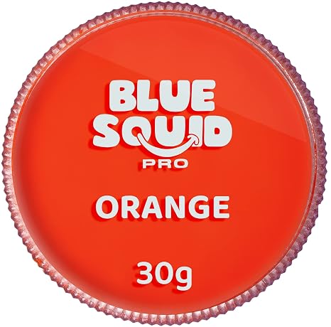 Blue Squid PRO Gesichtsfarbe – Professionelle wasserbasierte Einzelfarbe Gesichts- & Körperfarbe – SFX Make-up Kinderschminken & Erwachsene für Kostüm Klassisches Orange 30g / 1oz