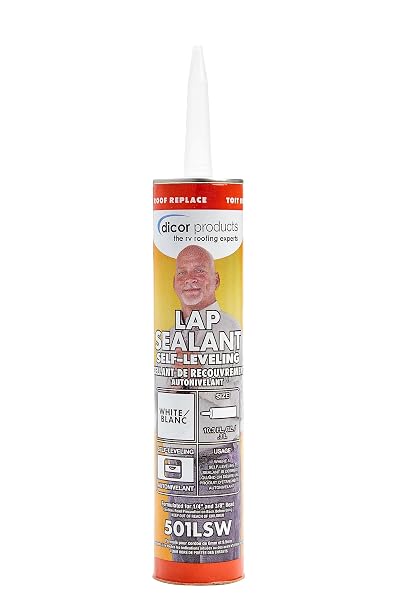 Dicor 501LSW-1 Self-Leveling Lap Sealant, White, 10.3 Oz, RV Roofing
