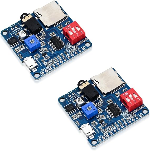 2Pcs Voice Playback Module MP3 Trigger Player Board 5W 64MBit Flash Serial Control SD/TF Card