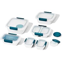 OXO Good Grips Prep & Go 20 Piece Set | Leakproof Food Storage | Ideal for leftovers, meal prep and work lunches | BPA Free | Microwave Safe | Dishwasher Safe | Freezer Safe | Odor and Stain Resistant