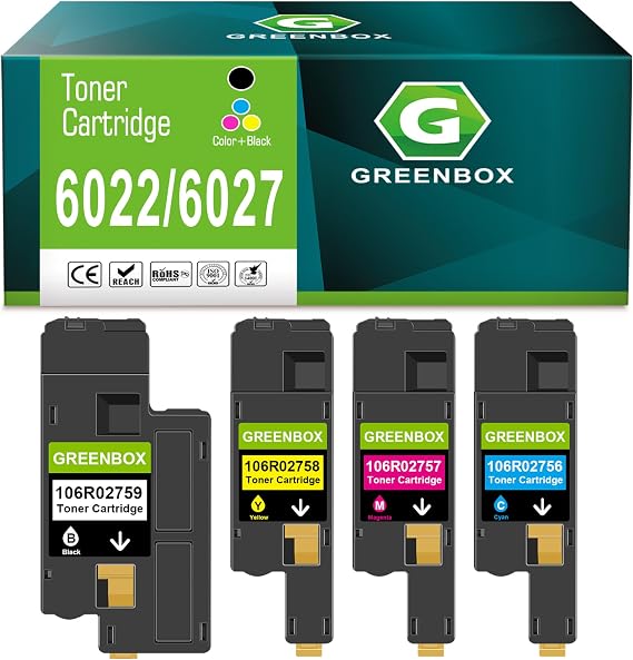 6022 6027 Toner Cartridge 106R02759 106R02758 106R02757 106R02756, 4 Pack