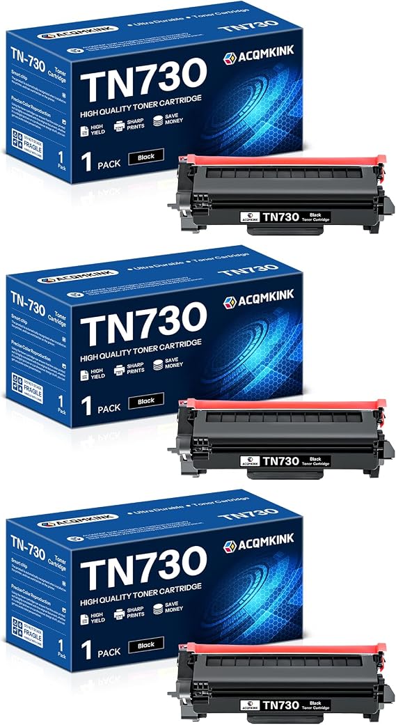 TN730 TN-730 Toner Cartridge Black Compatible TN 730 Replacement for Brother TN730 TN-730 MFC-L2710DW MFC-L2750DW HL-L2350DW HL-L2370DW HL-L2395DW HL-L2390DW DCP-L2550DW Printer 3 Pack
