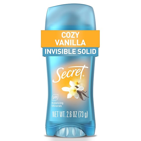 Secret Invisible Solid Antiperspirant and Deodorant, Vanilla Scent, 2.6 oz (Pack of 4)