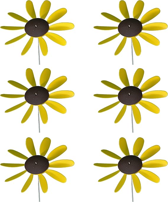 Beloit Plastics 12" Sunflowers/Daisy Pinwheel Wind Spinner, 6 Pack