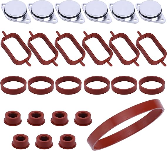 6x33mm Ansaugbrücke Drallklappen Dichtungssatz kompatibel für M57 E60 E61 Motoransaugkrümmer Dichtungssatz mit Ansaugkrümmerdichtungen Drallklappen