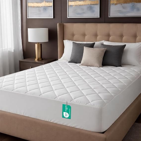 Sunshine Comforts Microfiber Mattress Protector Double (135 x 190 cm) Quilted-Non-Allergenic, Breathable & Extra Deep, Non-Noisy Washable Double Bed Mattress Protectors