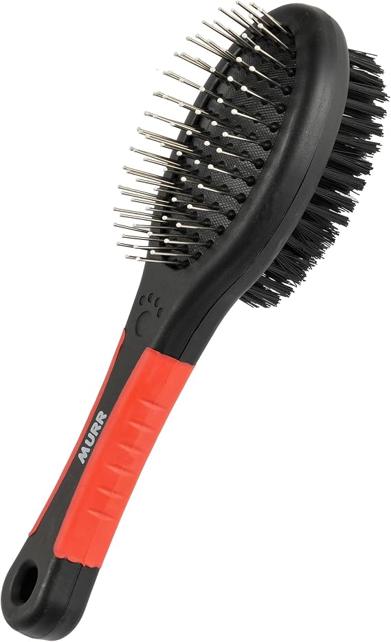 Murr Double Sided Pet Grooming Brush, Grooming Brush for Dogs & Cats – 2-in-1 Soft Pin & Bristle Brush – Deshedding, Detangling, Shedding Control for Short & Long Hair – Gentle Coat Care Tool