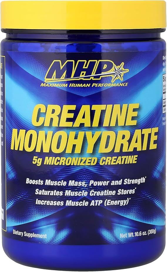 MHP Micronized Creatine Monohydrate Powder Boost ATP + Strength 60 Serv | 100% Pure Creatine for Men & Women | Muscle Building, Recovery , Cognative Function | Unflavored, 300g, 60 Servings