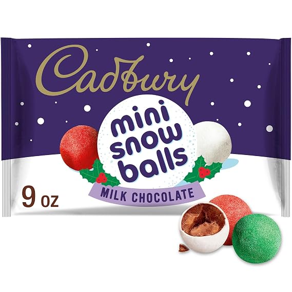 CADBURY Mini Snowballs Milk Chocolate, Candy Bag, 9 oz
