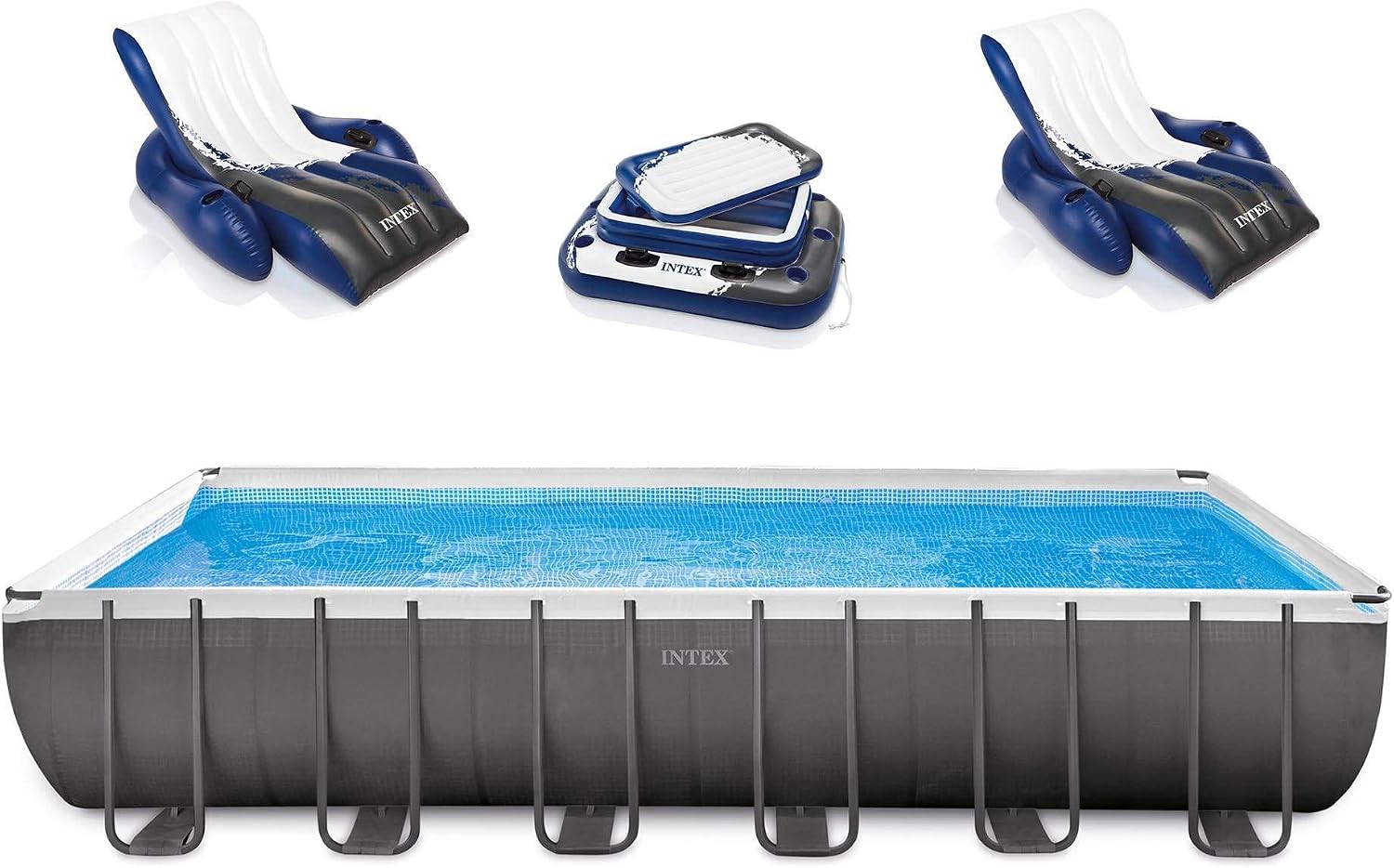 Intex 54983EG Rectangular Ultra Frame Pool Set, 24-Feet by 12-Feet by 52-Inch