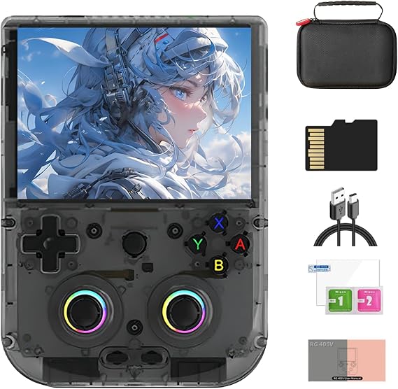 JOYARCH RG406V Handheld Game Console, 5.48 IPS Touch Screen Android 13 Unisoc T820 Retro Emulator 5500mAh Arcade Gaming Console (8+128G) - Black
