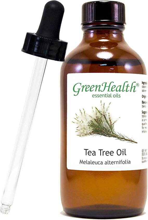 GreenHealth Tea Tree Essential Oil 4 fl oz (118 mL) 100% Pure & Undiluted Melaleuca Alternifolia Oil Amber Glass Bottle with Premium Glass Dropper Aromatherapy, Diffuser, Soap & Candle Making