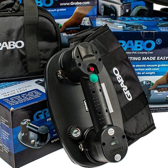 GRABO Nemo (2 Batteries, 2 Seals) - Electric Vacuum Suction Cup Lifter for Wood, Paver, Drywall, Marble, Tile and More (Lifts up to 375 lbs)