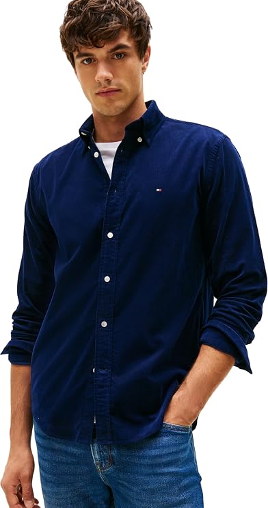 Tommy Hilfiger Men's Solid Corduroy Rf Shirt Mw0mw40486 L/S Shirt (Pack of 1)