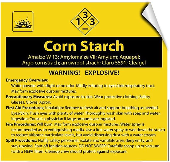 Corn Starch Amaizo W 13; Amylomaize VII; Amylum; Aquapel Label Decal Sticker Sticks to Any Surface