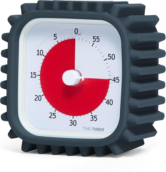 Time Timer MOD with Tire Protective Case - Charcoal Case with Visual Timer - Individual Sized 60 Minute Visual Countdown for ADHD, Autism, Kids, Students, and Pomodoro with Silent Operation (Tread)