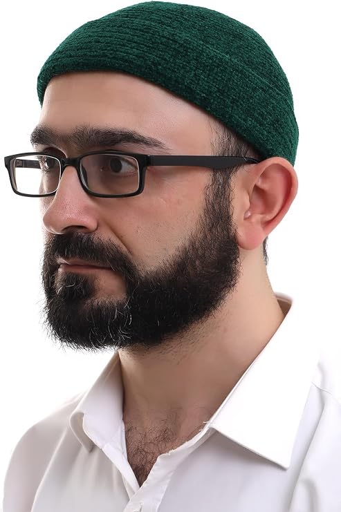 ihvan online Kufi Hats for Men, Taqiya, Takke, Turkish Muslim Winter Velvet Roll-up Edge Prayer Skullcaps, Islamic Gifts