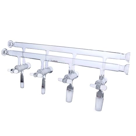 Laboy 4-Port Schlenk Manifold, Hollow Stopcocks, 14/20 & 24/40