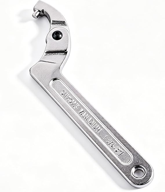 Chrome Vanadium C Pin Spanner Adjustable Hook Wrench, Round Head 51-121mm
