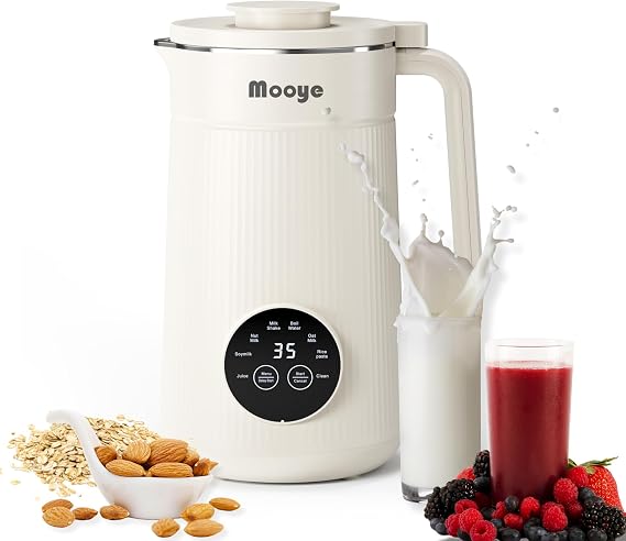 8 in 1 Nut Milk Maker Machine, 35oz(1L) Automatic Soy Bean Milk Maker with 10 Blades, Homemade Almond/Oat/Nut/Juice, Plant-Based Milk Blender, 12H Delay, Self-Cleaning, 2H Keep Warm and Boil Water