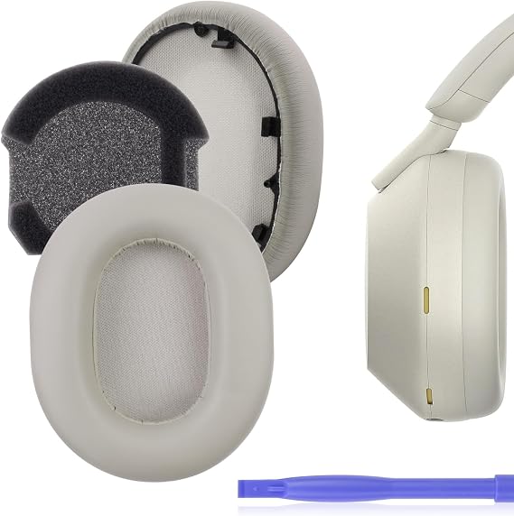 WH1000XM5 Ear Pad Cushions Replacement Noise Isolation EarPads Compatible with Sony WH-1000XM5 Wireless Noise Canceling Over-Ear Headphones- Added Thickness & Plastic Stick (Beige)