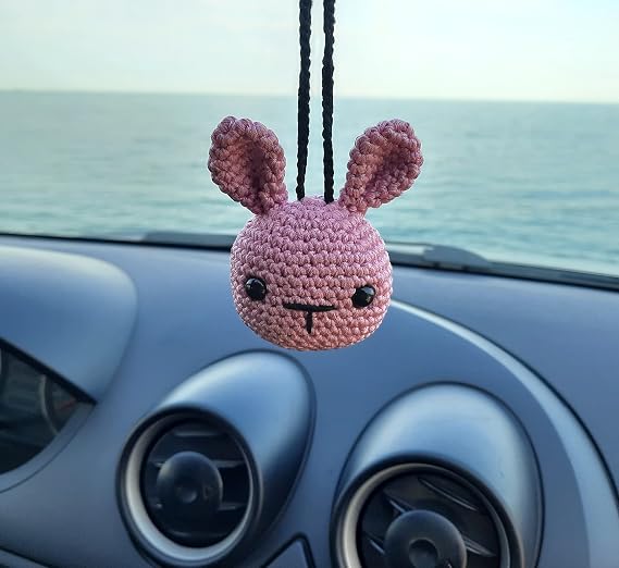 Rabbit, Handmade Auto Interior Accessory, Gift for Car, Car Rearview Mirror Ornament