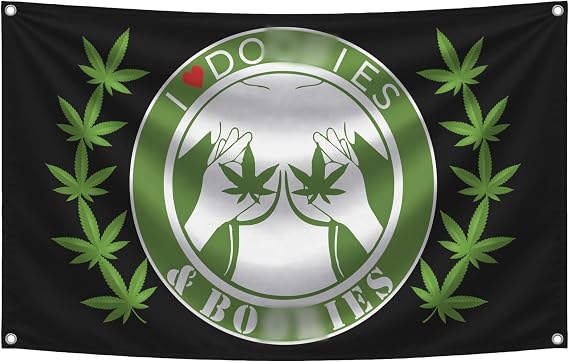 3x5 Feet I Love Doobiess And Boobies Single Sided Flag with 4 Grommets - Cool Funny Flags For Room Guys - Funny Polyester Tapestry Cool Wall Flags for Decor College Dorm Room Guys - Man Cave Frat Flag