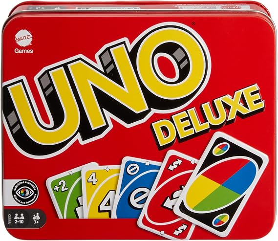 Mattel Games UNO Deluxe Card Game Ages 7+ 2-10 Players