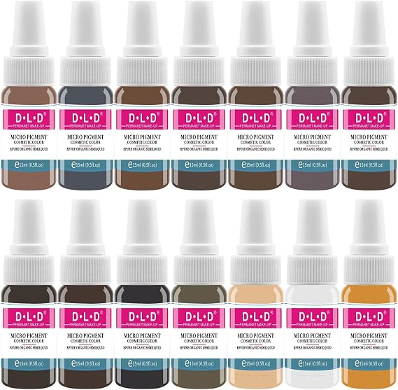 Microblading Ink for Permanent Eyeliner - Professional Tattoo Ink - Dark Carbon Based Black Tattoo Ink Makeup - Vegan (14pcs/0.5 oz)