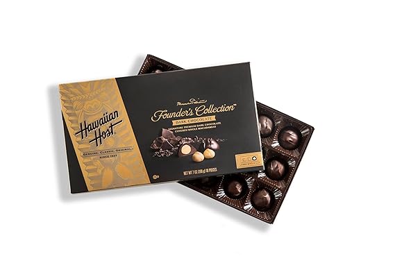 Hawaiian Host Founders Collection - Dark Chocolate Macadamia Nuts - 7 Oz Gift Box