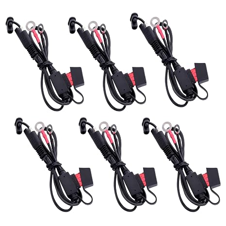 TOPDC 22" 10A Fused Ring Terminal 6 PCS Harness Quick Connect Extention Cord for Battery Charger/Maintainer