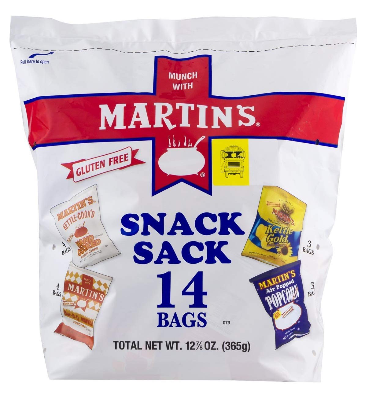 Martins Snack Sack Bags - 14 Individual Bags of Potato Chips and Popcorn