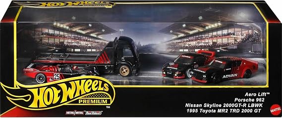 Hot Wheels Premium Collector ADVAN Racing Display Sets, 3 Cars & 1 Transporter