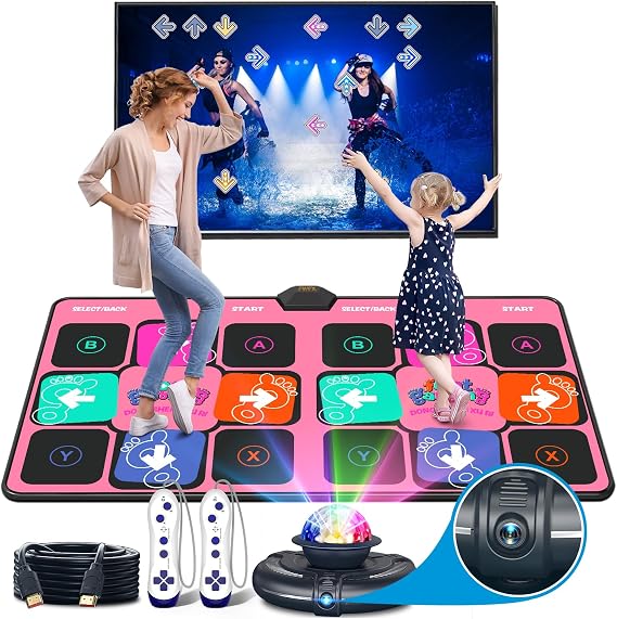 FWFX Dance Mat for Kids & Adults, Wireless Electronic Music Dancing Game for TV, 2-Player Video Game, Active Indoor Games for Family Parties & Basement Fun - Birthday for Boys, Girls