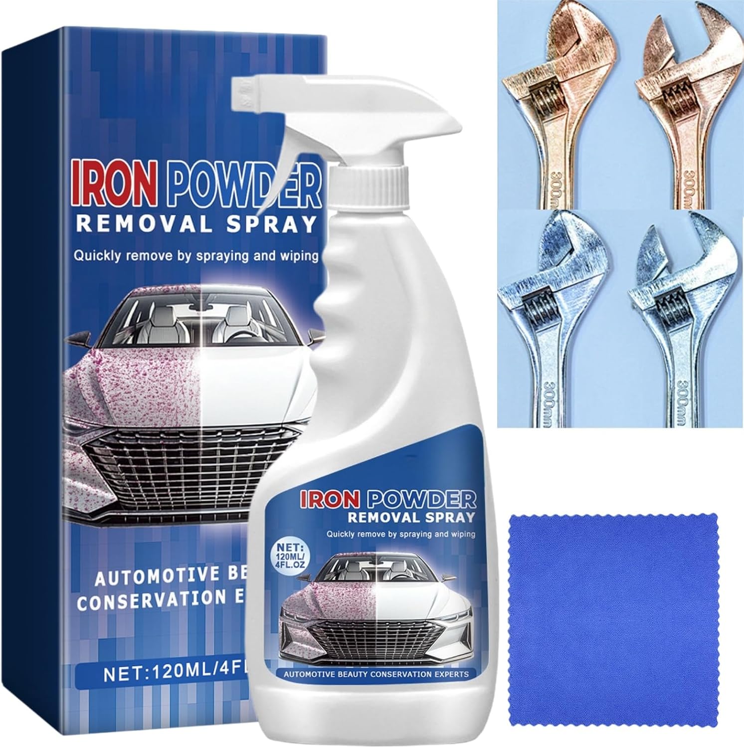 Rust Remover Spray,Highly Concentrated Rust Remover for Steel&Iron, Fast Effective Metal Rust Remover Liquid,Lasting Waterproof Protection for Car,BBQ,Wheels,Multipurpose Rust Removal Spray for Metal
