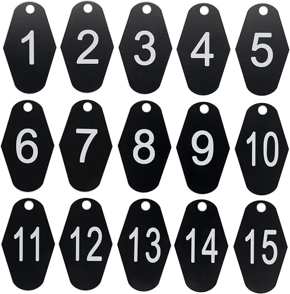 ABS Plastic Motel Hotel Room Number Tag (1-25, Black)