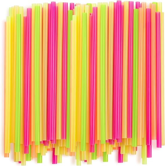 Comfy Package [100 Pack] 8mm Wide Smoothie Straws, Plastic Boba Straws Disposable, Milkshake Straws - Assorted Colors