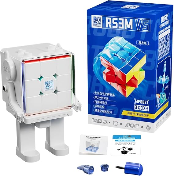 Magic Cube Moyu RS3M V5 Maglev Ball Core Speed Cube with Robot Stickerless Professional Cube 3D Puzzles for Cube Lovers (Maglev Ball Core Magic Clothes Version with Robot)