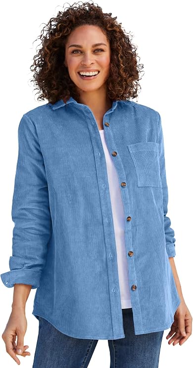 Woman Within Corduroy Shirt