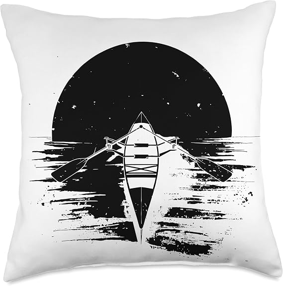 Rowing Boat Drawing Regatta Team Rower Water Sports Throw Pillow